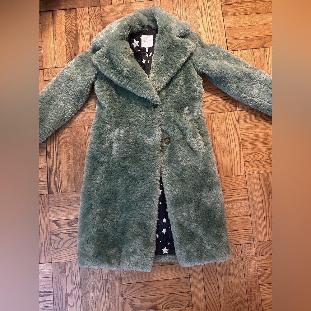 Avec Les Filles Sage Green Faux Fur Long Coat